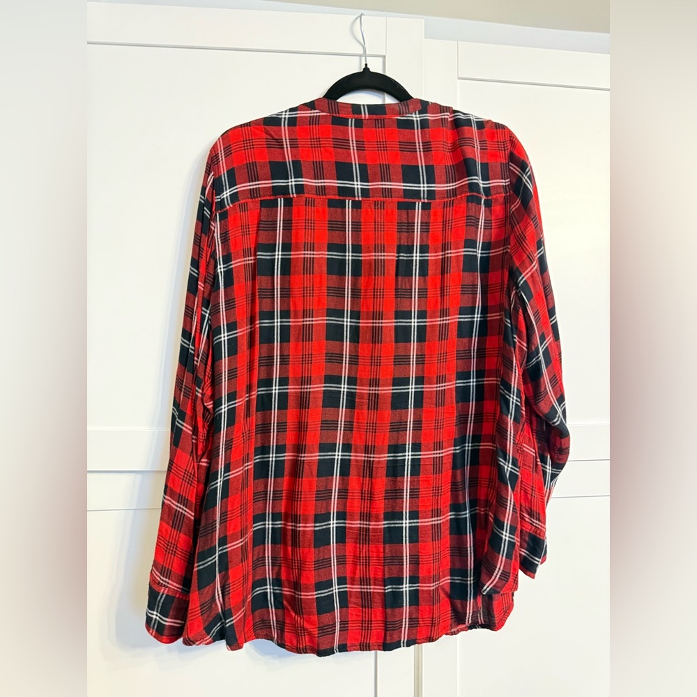 Express Red Plaid Lace-Up Shirt โ Size XL โ Fall Perfect!! - Picture 3 of 4